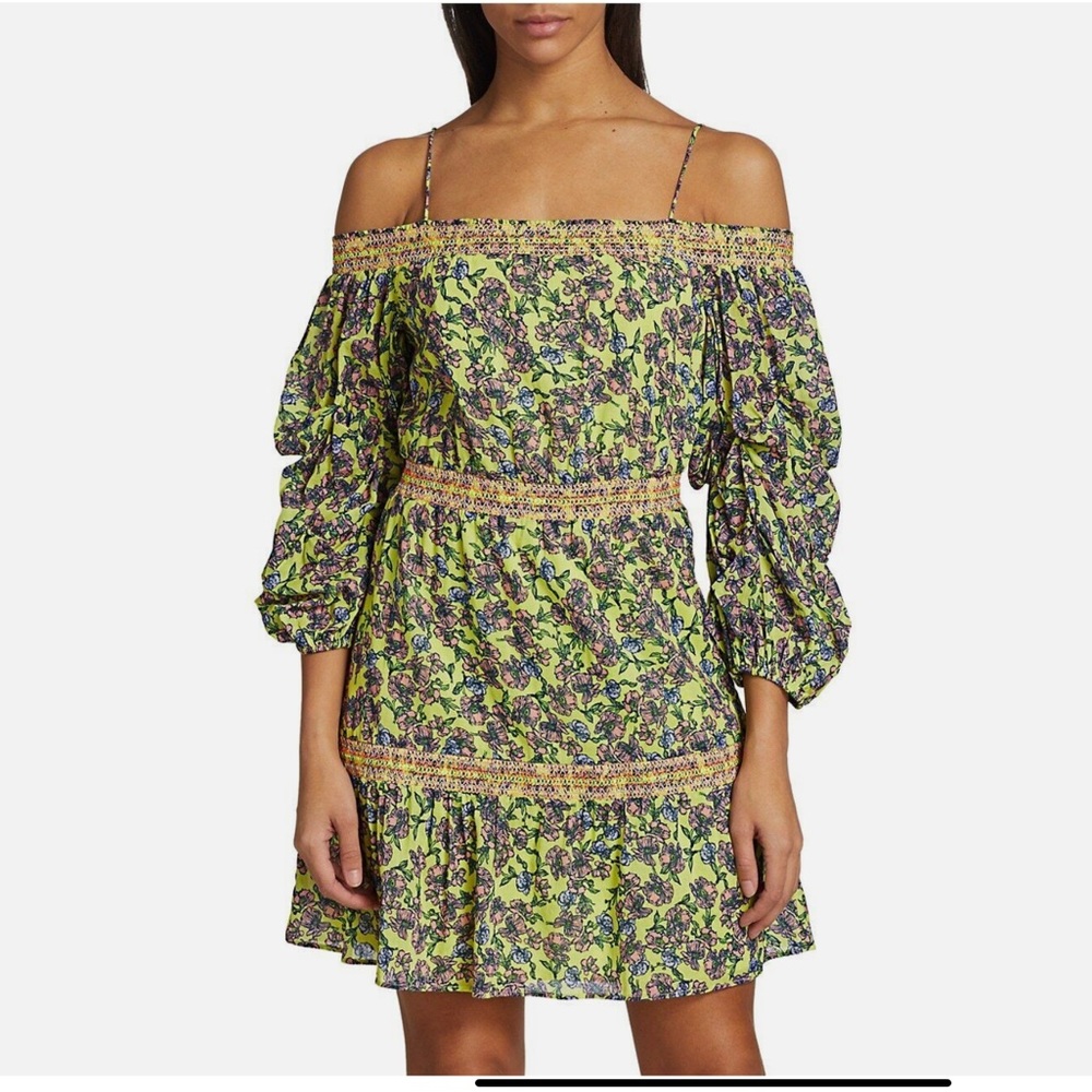 Alice + Olivia Dorothy Smocked Floral Off-The-Shoulder Dress ❤️size 10